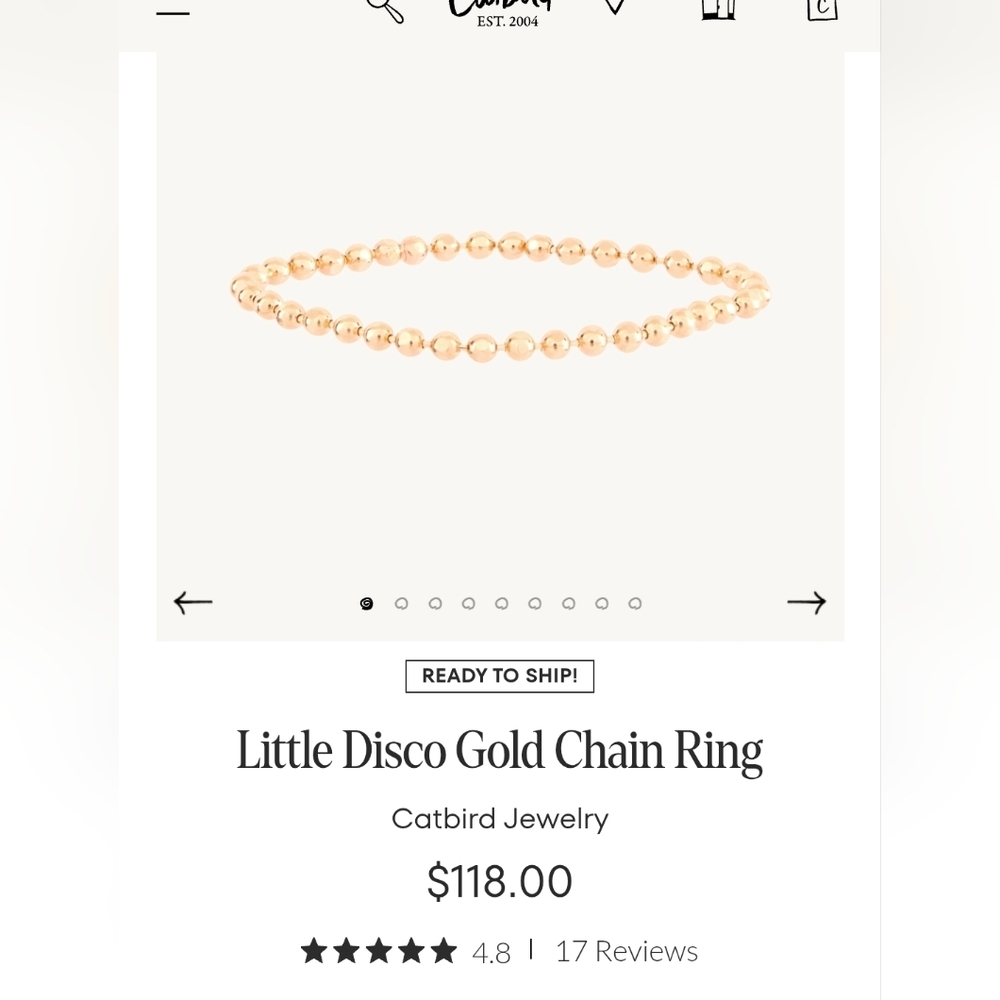 Catbird Little Disco Ring Yellow Gold